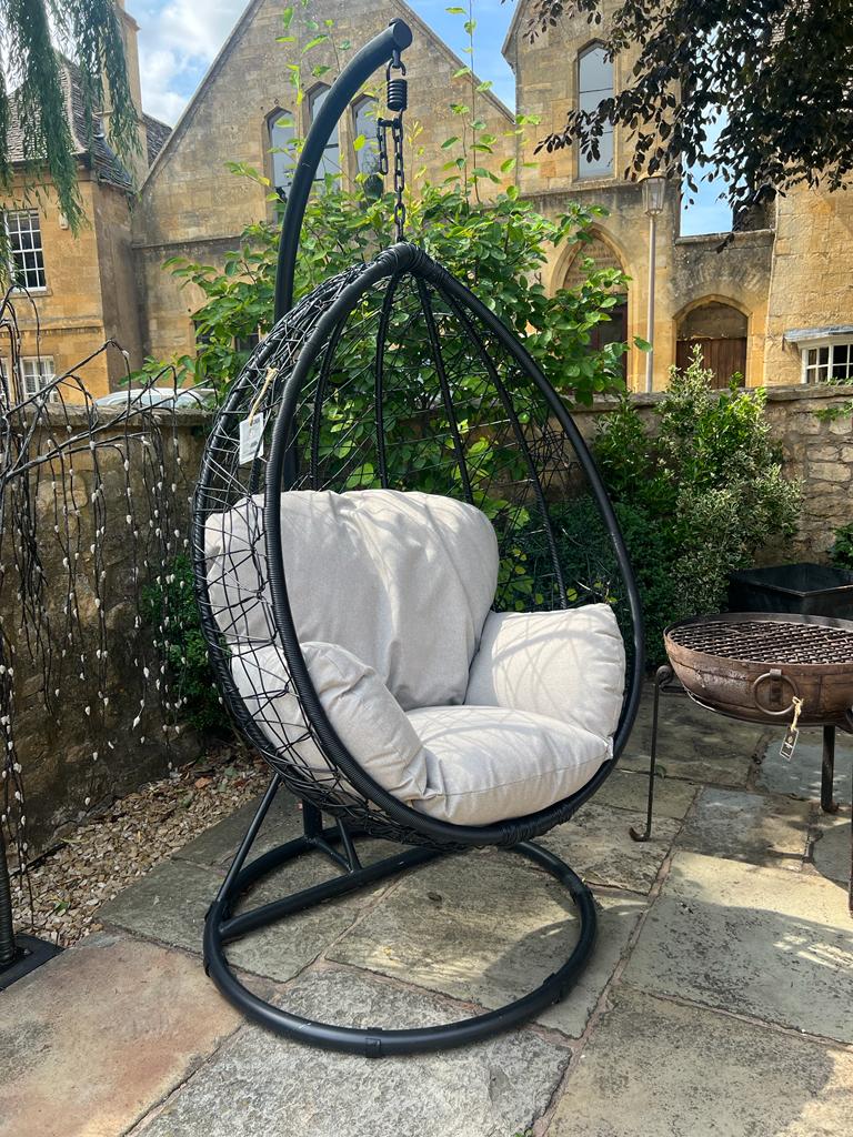 Swinging Black Garden Egg Chair Cotswold Luxe