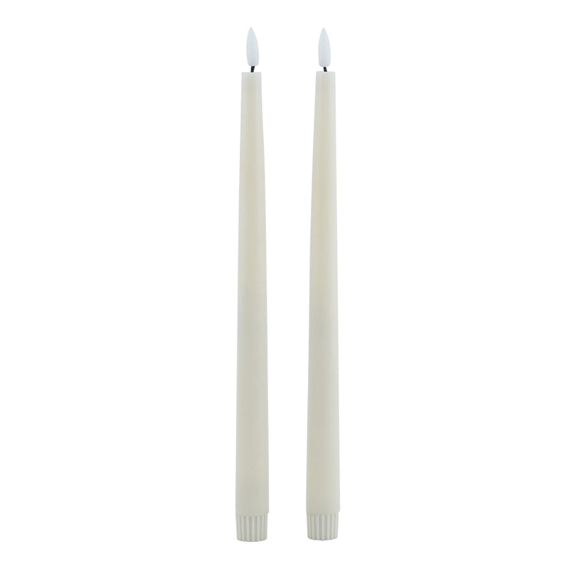 Set Of 2 Taupe LED Wax Dinner Candles