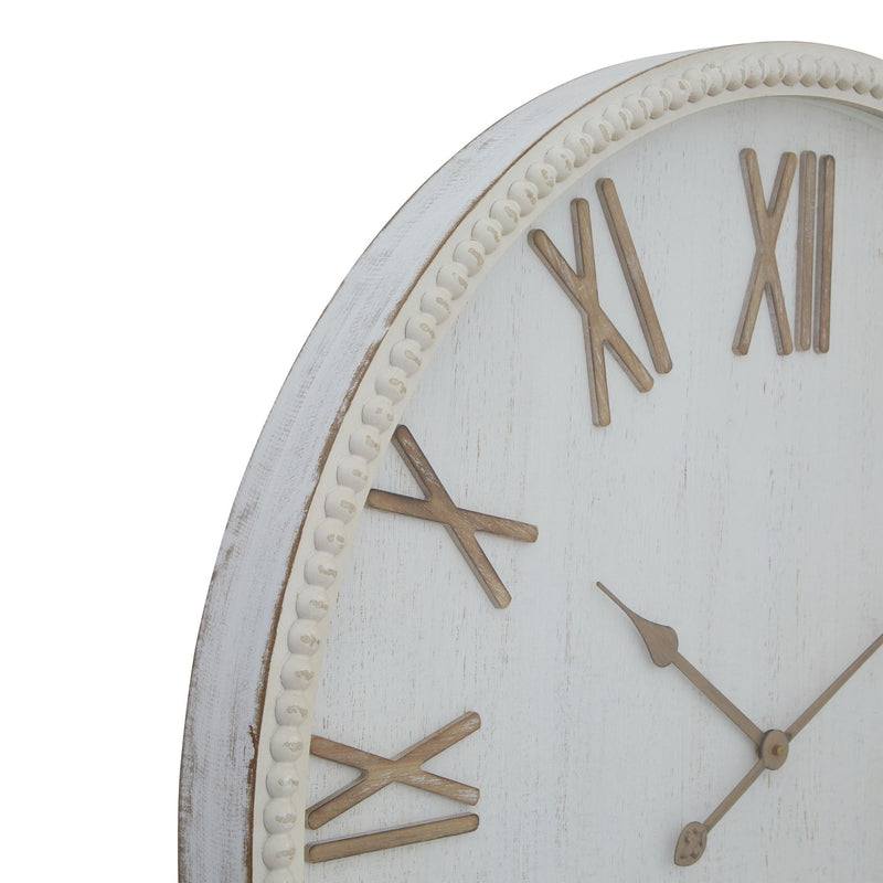 Large Rustic White Beaded Clock