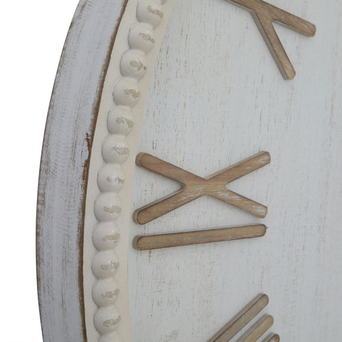 Large Rustic White Beaded Clock