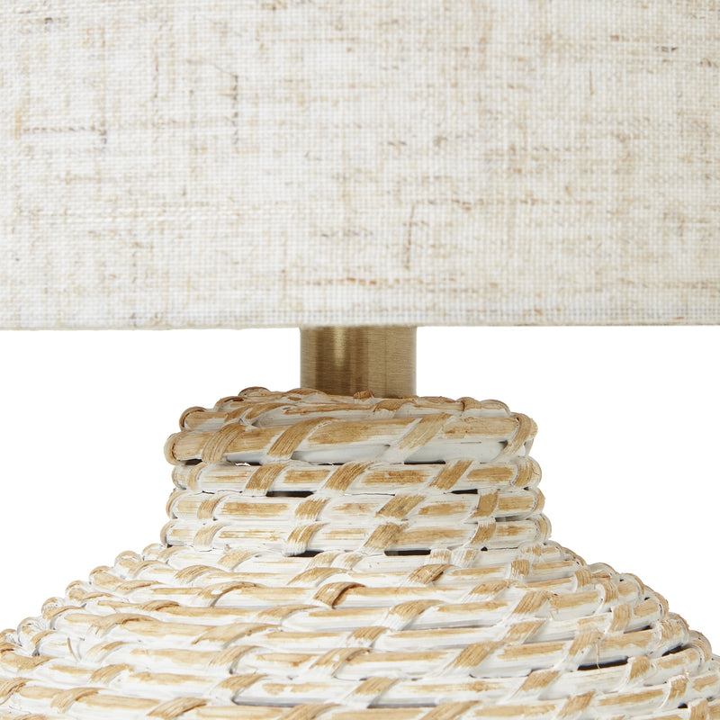 White Washed Wicker Table Lamp