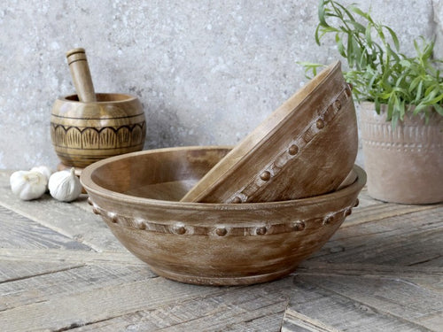 Natural Wooden Bobble Bowl