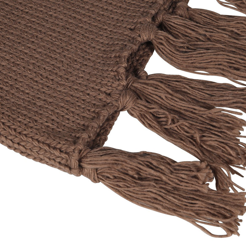 Chestnut Knitted Tassel Throw