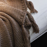 Chestnut Knitted Tassel Throw