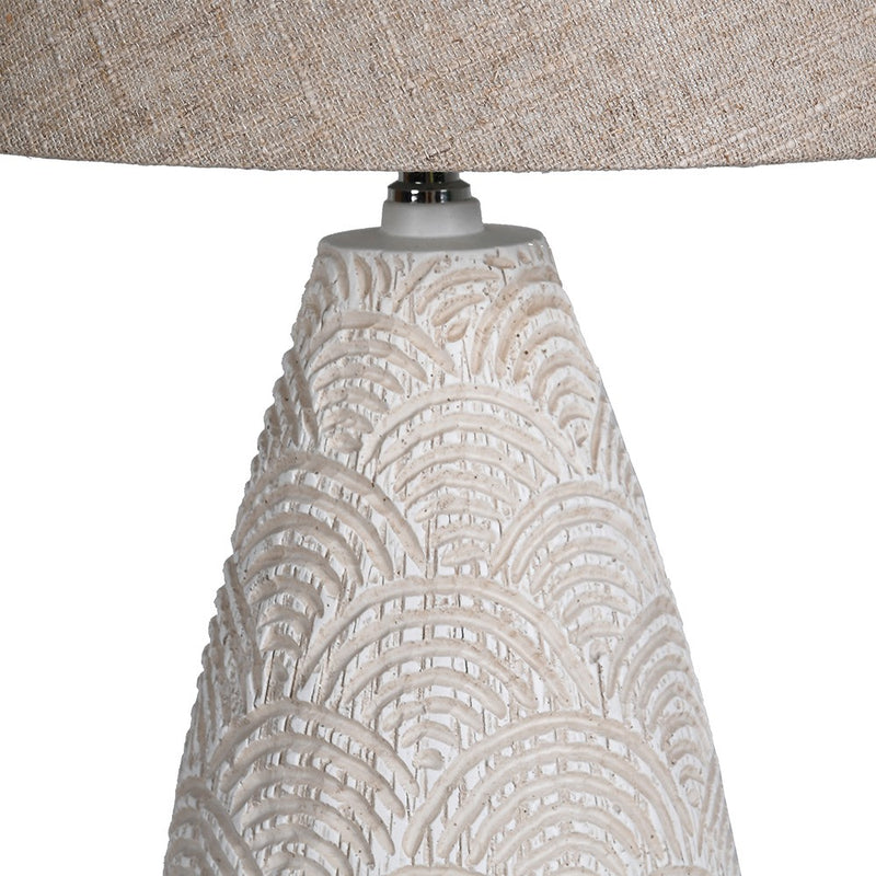 Slim Cream Scalloped Table Lamp