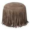 Chocolate Suede Fringe Pouffe