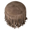 Chocolate Suede Fringe Pouffe