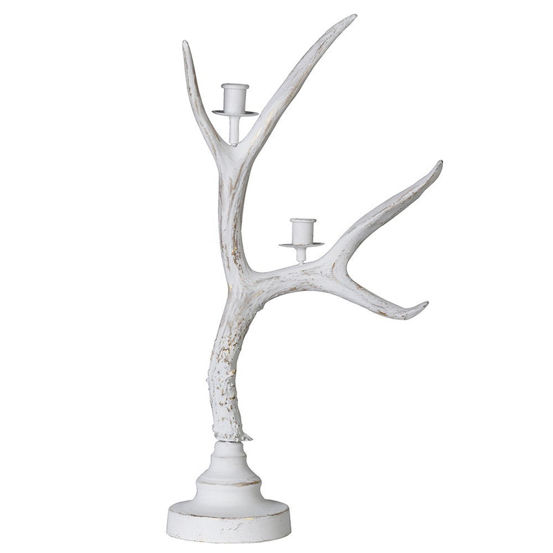 White Washed Antler Candle Stick Holder