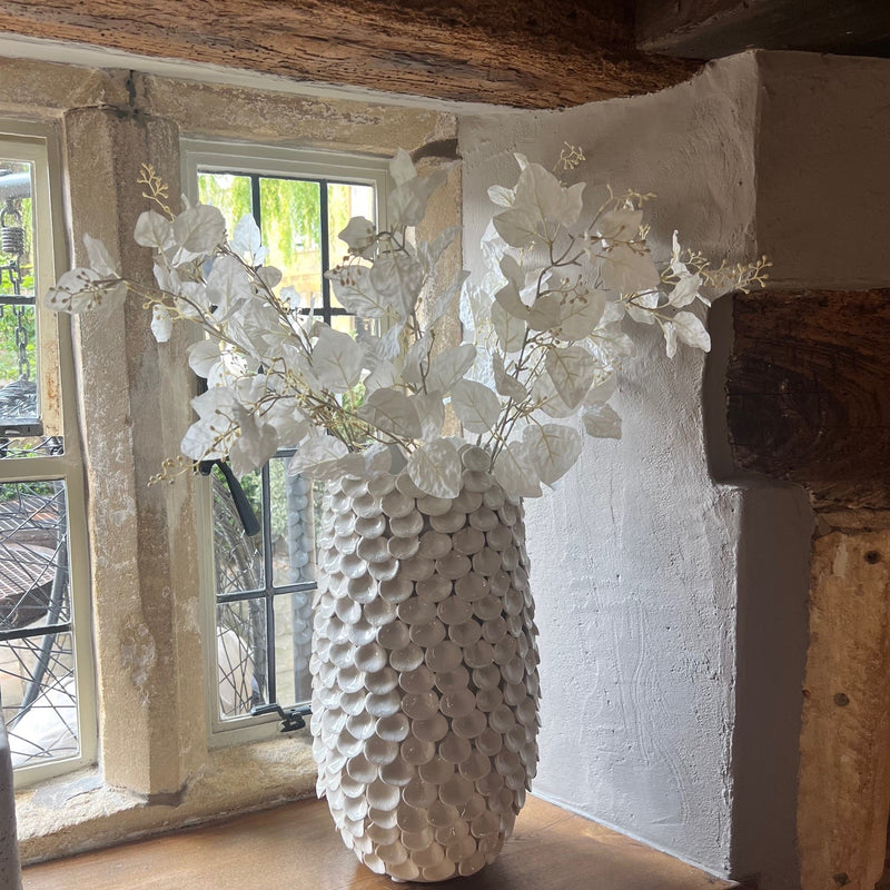 White Leaf Ceramic Vase