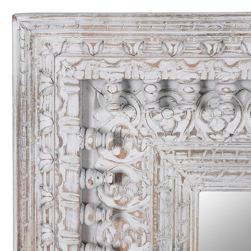 White Washed Carved Mirror