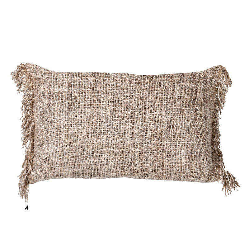 Pale Green Woven Fringed Cushion