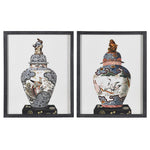 Set Of 2 Framed Oriental Vase Prints