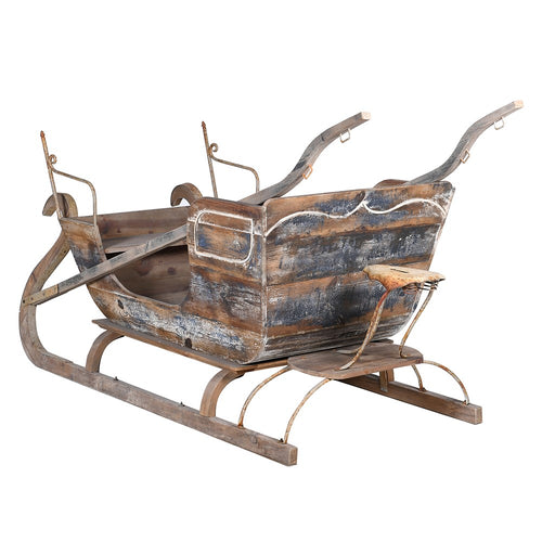 Large Distressed Wooden Sleigh