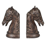 Set Of 2 Aged Horse Head Bookends