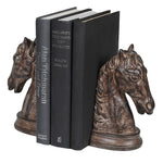 Set Of 2 Aged Horse Head Bookends