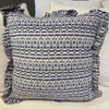 Navy Patterned Frill Cushion