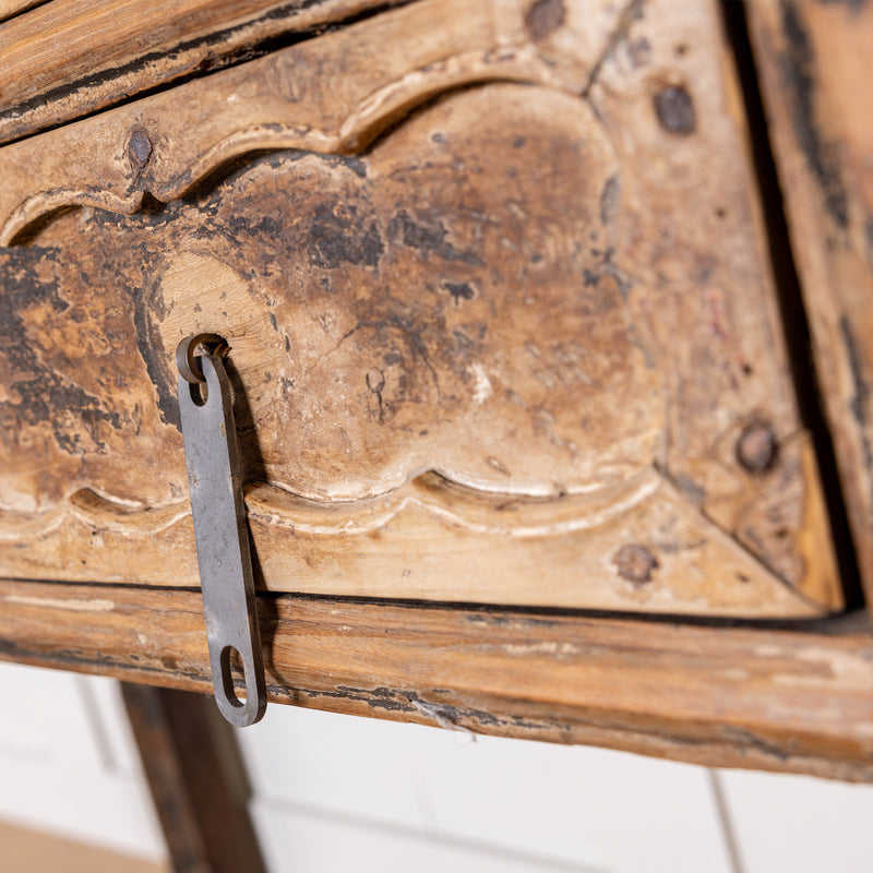 Vintage Reclaimed Elm Carved Console Table # 2