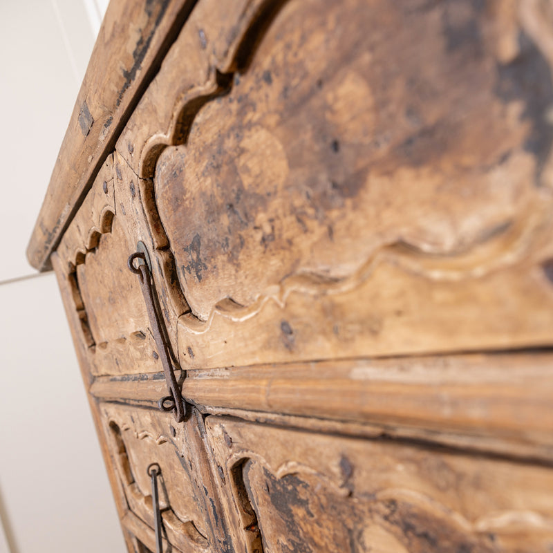 Vintage Reclaimed Elm Carved Console Table # 2