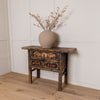 Vintage Reclaimed Elm Carved Console Table # 3