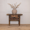 Vintage Reclaimed Elm Carved Console Table # 3