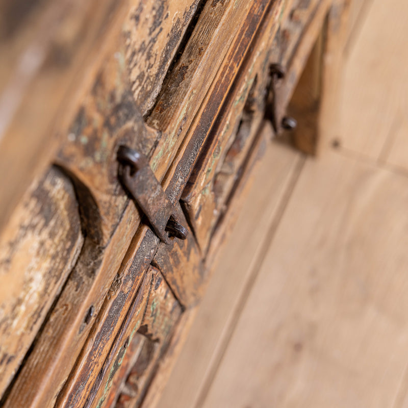 Vintage Reclaimed Elm Carved Console Table # 4