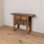 Vintage Reclaimed Elm Carved Console Table # 4