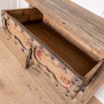 Vintage Reclaimed Elm Carved Console Table # 5