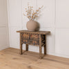 Vintage Reclaimed Elm Carved Console Table # 5