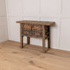 Vintage Reclaimed Elm Carved Console Table # 5