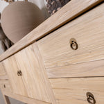 Solid Elm 4 Drawer Cupboard Console Table