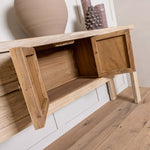 Solid Elm 4 Drawer Cupboard Console Table