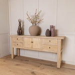 Solid Elm 4 Drawer Cupboard Console Table