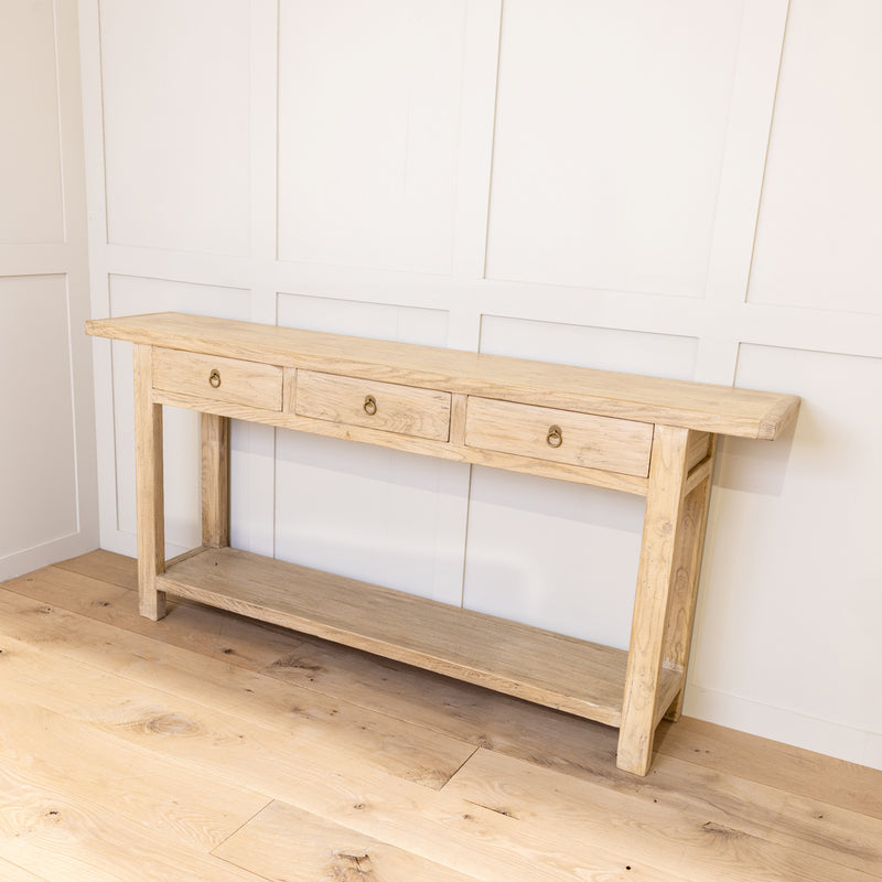 Reclaimed Elm 3 Drawer Console Table