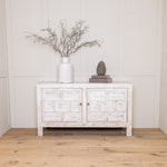 Reclaimed Pine Distressed Carved Sideboard