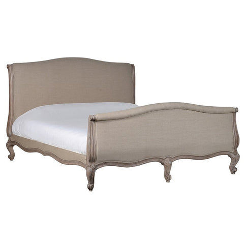 Interlude white linen king upholstered deals bed