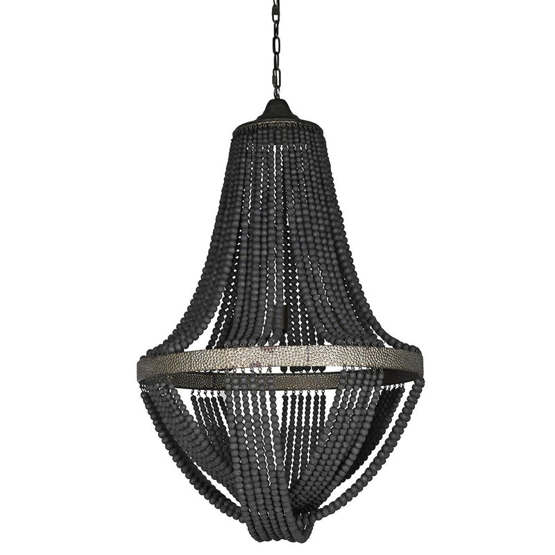 Black wooden store bead chandelier